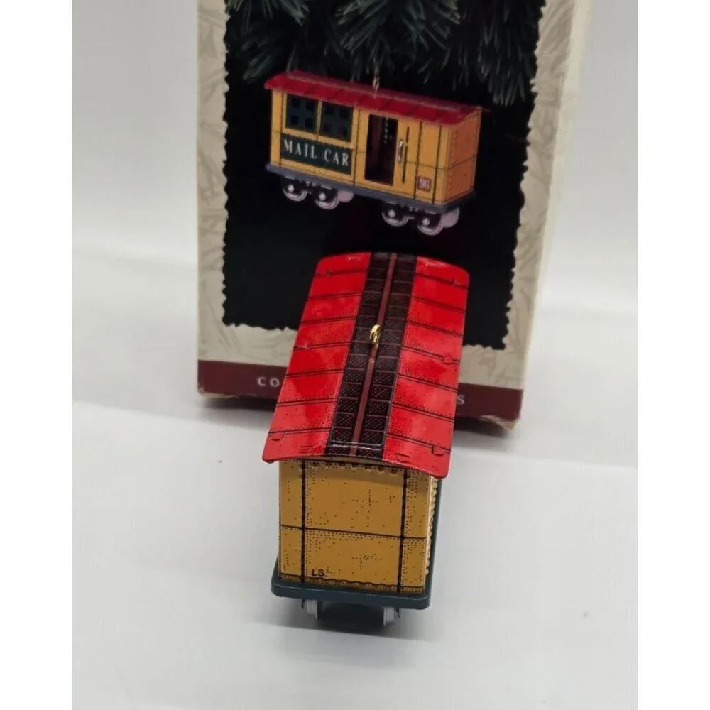 Hallmark Keepsake Yuletide Central Mail Car 1996 Ornament set of 2